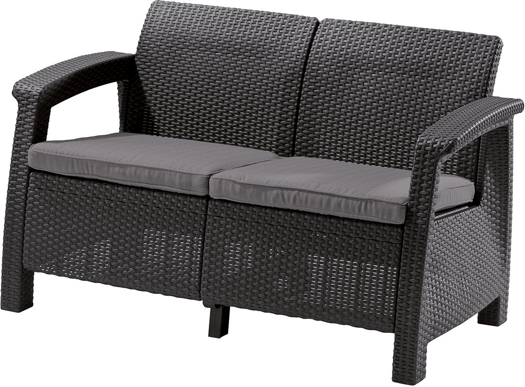 allibert-by-keter-corfu-gartensofa-lounge-set-2-sitzer-sofa-grau-128-x-70-x-79-c image 1