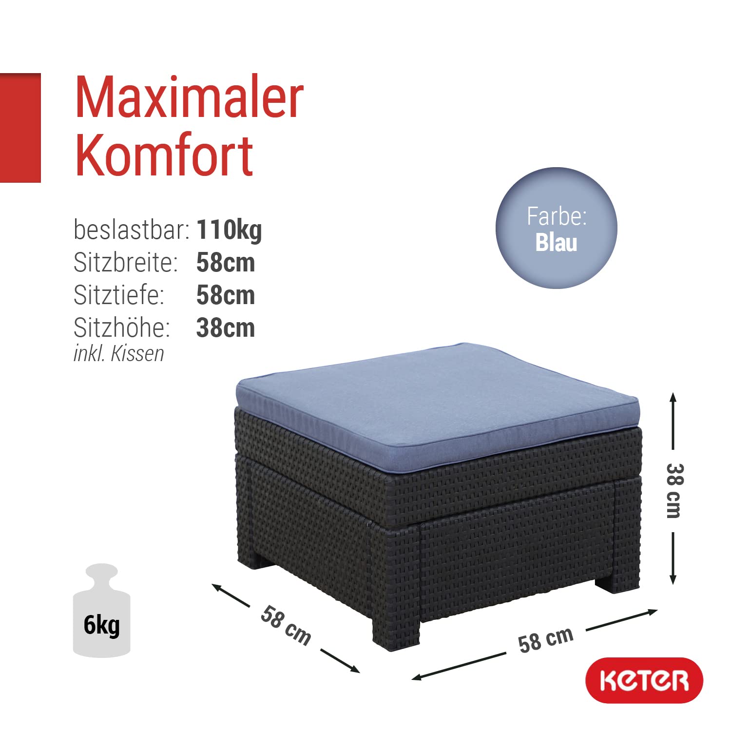keter-provence-premium-hocker-panama-anthrazit-mit-kissen-blau image 2