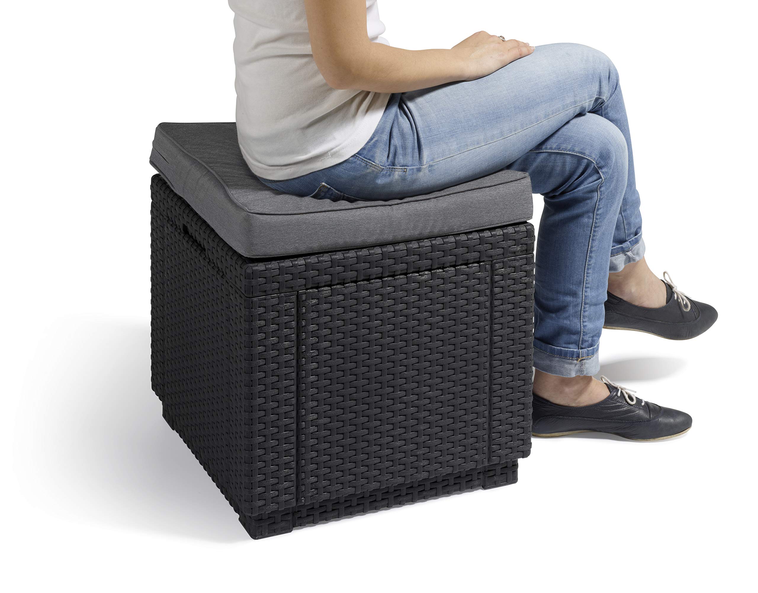 allibert-by-keter-cube-hocker-mit-stauraum-und-kissen-42x42x39-cm-grau-rattanopt image 5