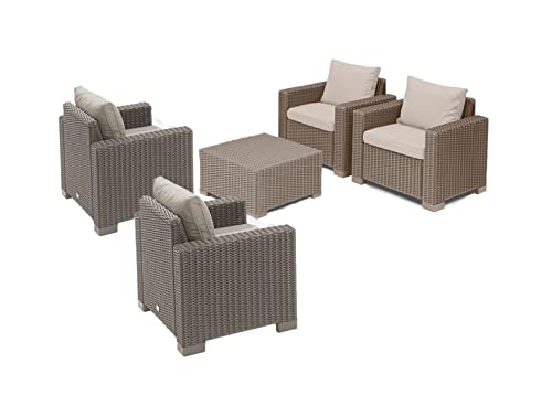 keter-allibert-california-gartenlounge-set-4-sessel-beistelltisch-cappuccino-run image 2