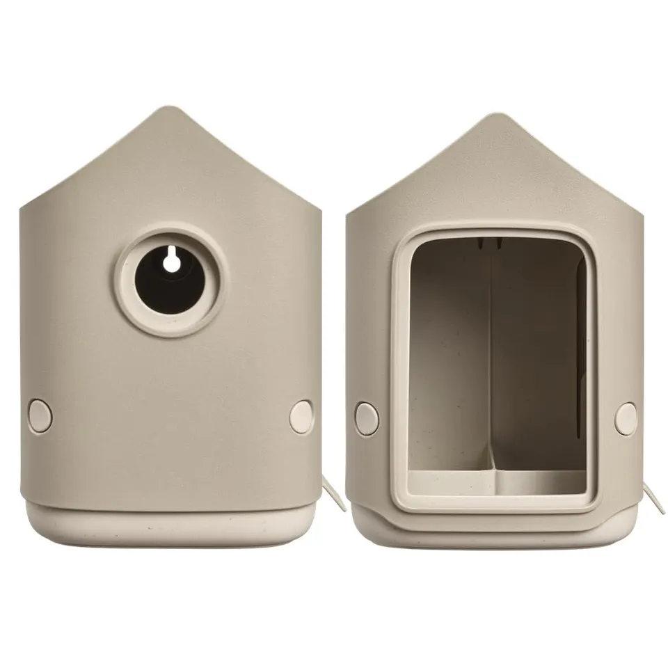 elho-cosy-bird-house-and-feeder-vogelhaus-und-futterhaus-set-beige-pilzbeige-l17 image 1