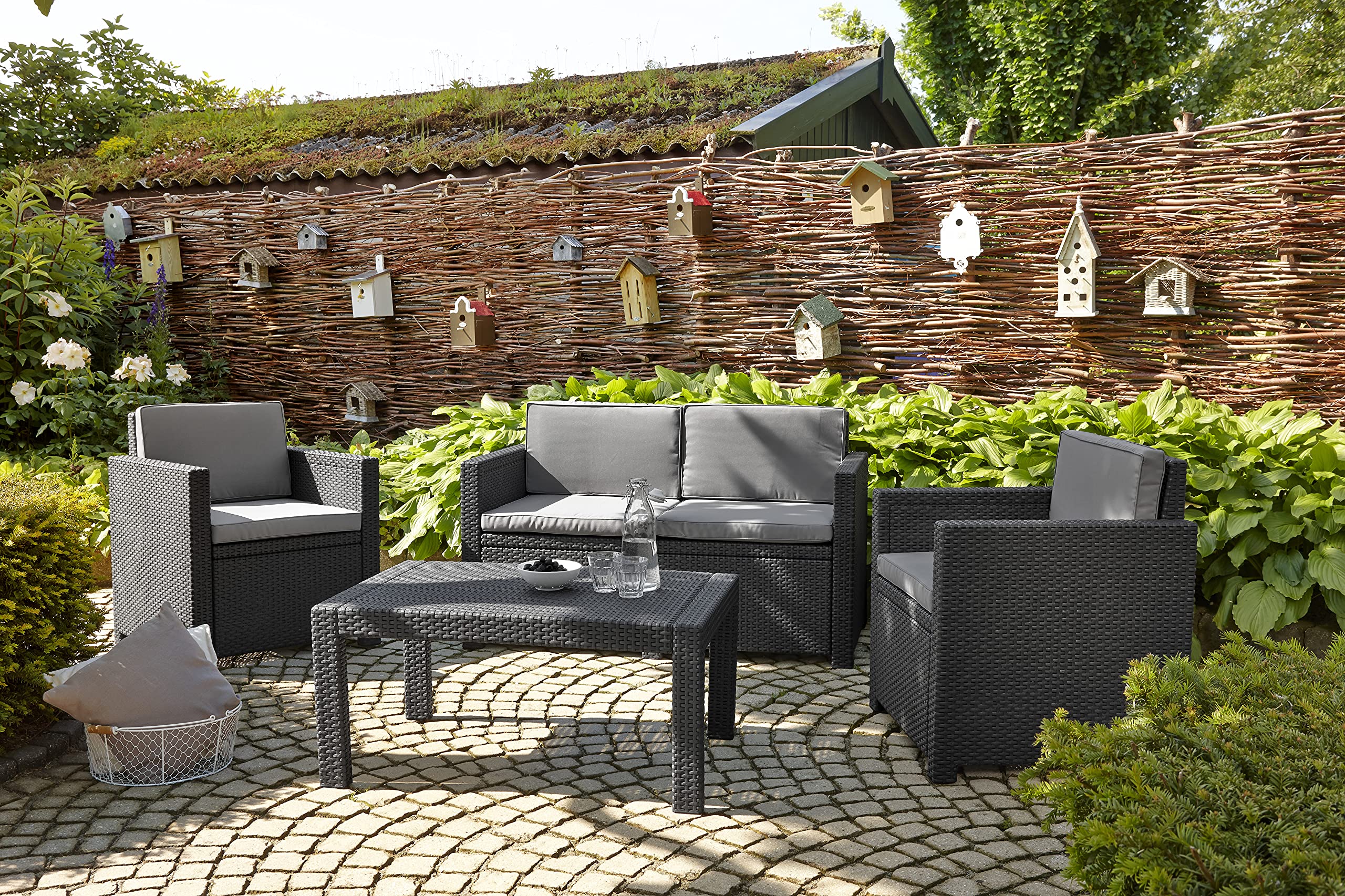 keter-allibert-victoria-gartenlounge-set-2-sitzer-sofa-graphit-grau-tisch-59x59x image 2