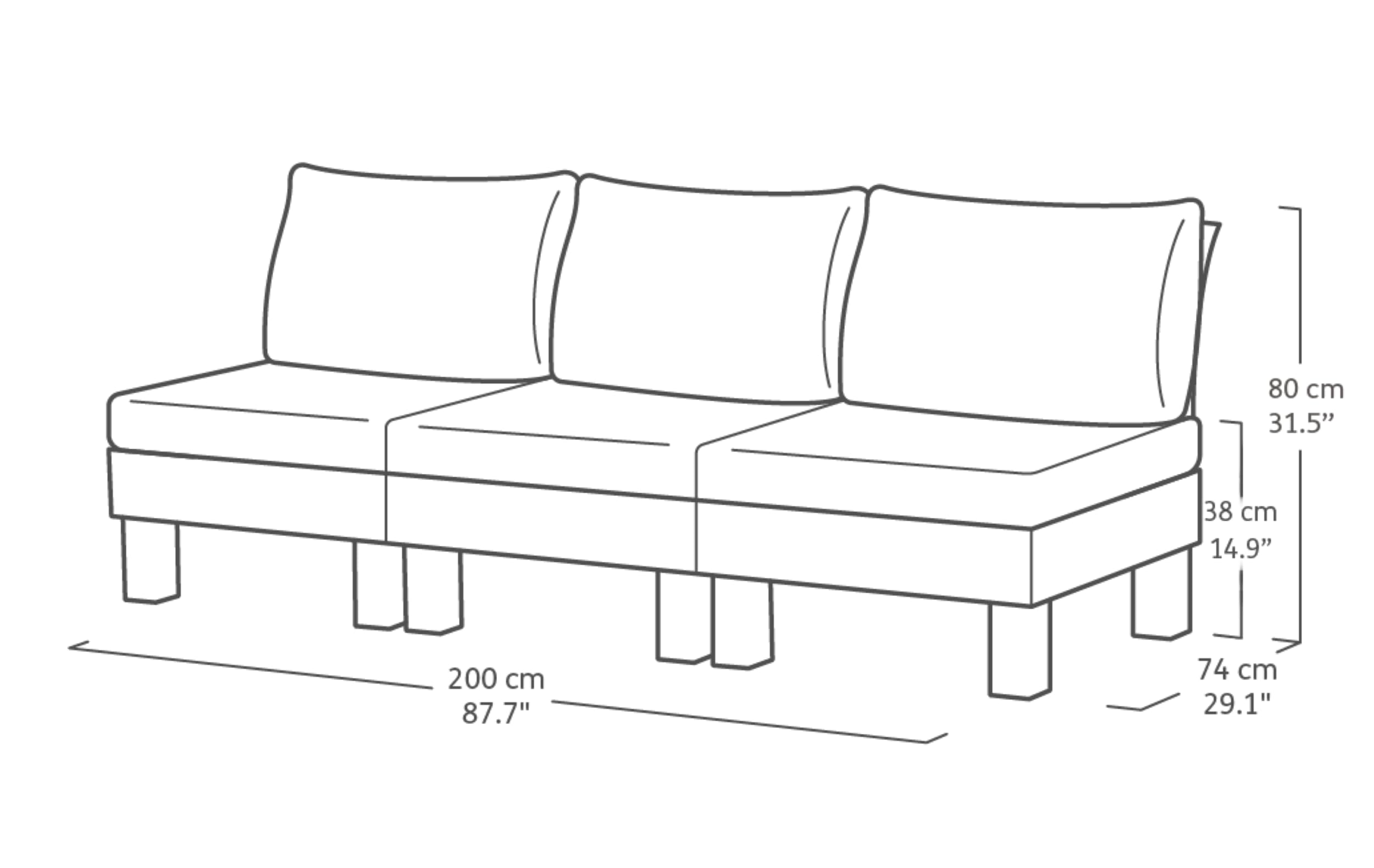 keter-elements-loungebank-3-sitzer-grafiet image 3
