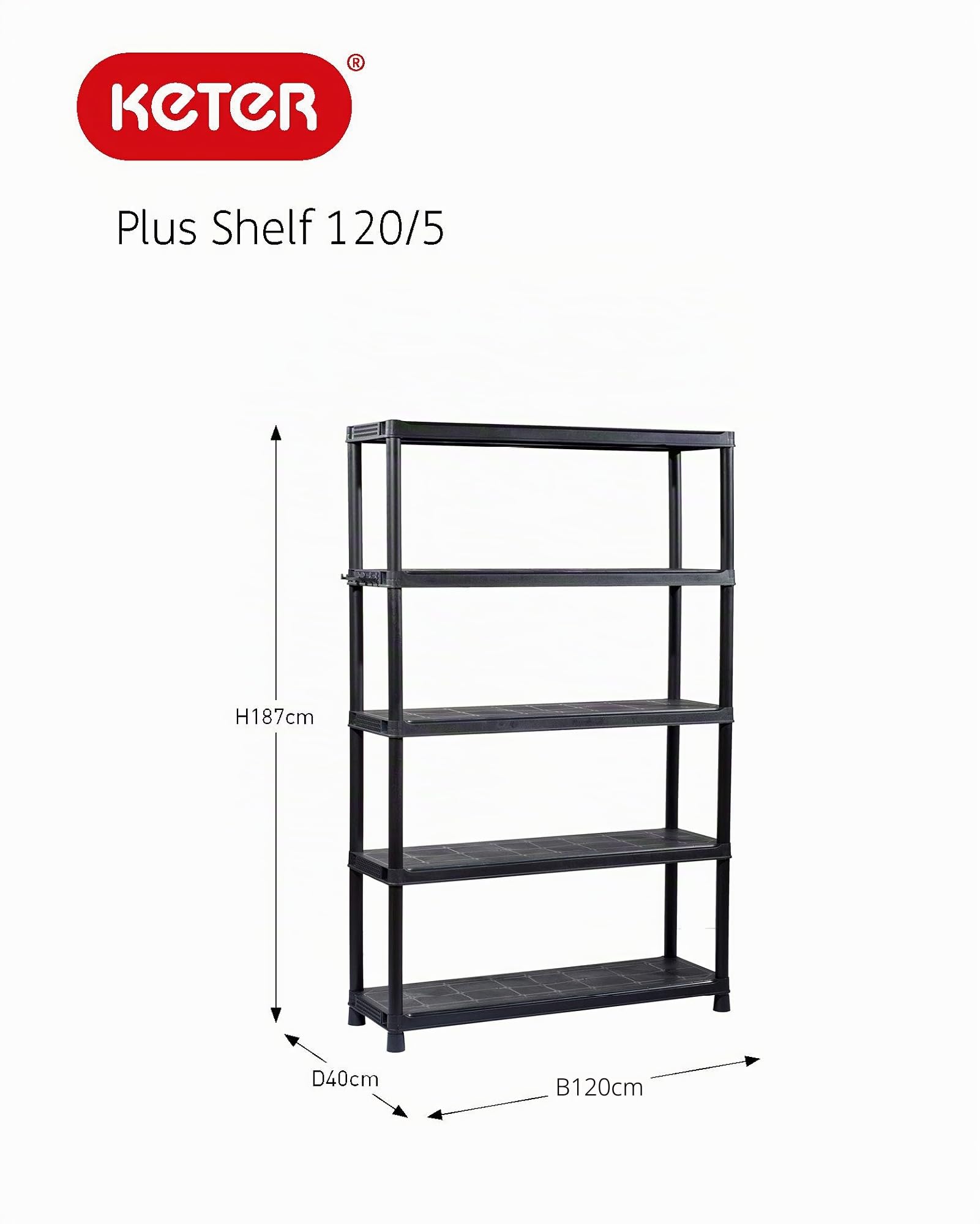 keter-plus-kunststoffregal-120-5-schwarz-120-x-40-x-187-cm image 2