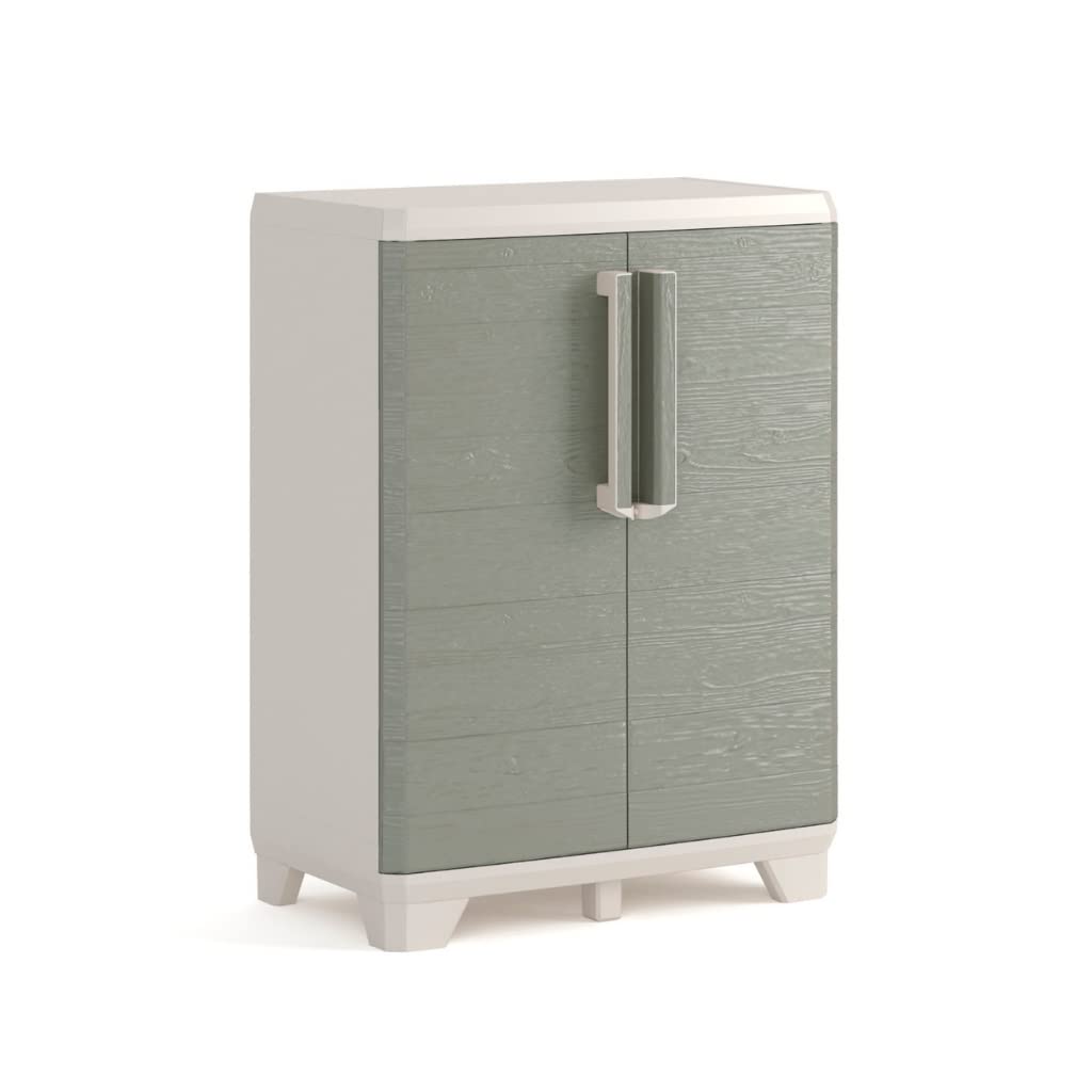 keter-wood-grain-kunststoffschrank-niedrig-beige-68-x-39-x-97-cm image 1