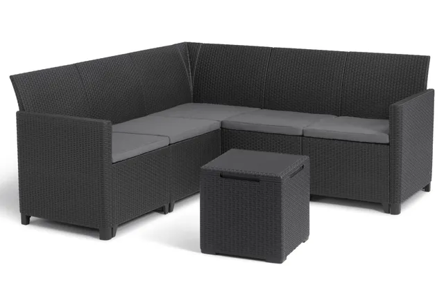 keter-nora-ecksofa-5-sitzer-mit-kissen-und-stauraumtisch-35l-graphit image 1