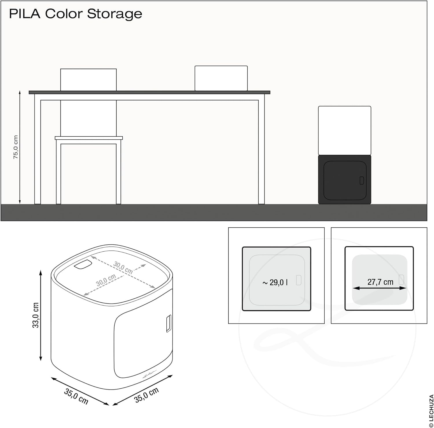 lechuza-pila-color-storage-aufbewahrungsmodul-schiefergrau-35-x-35-x-33-cm image 3