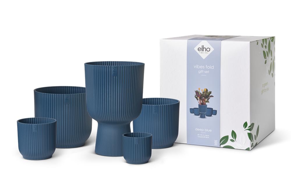 elho-vibes-fold-blumentopf-geschenkset-5-teilig-tiefes-blau image 1