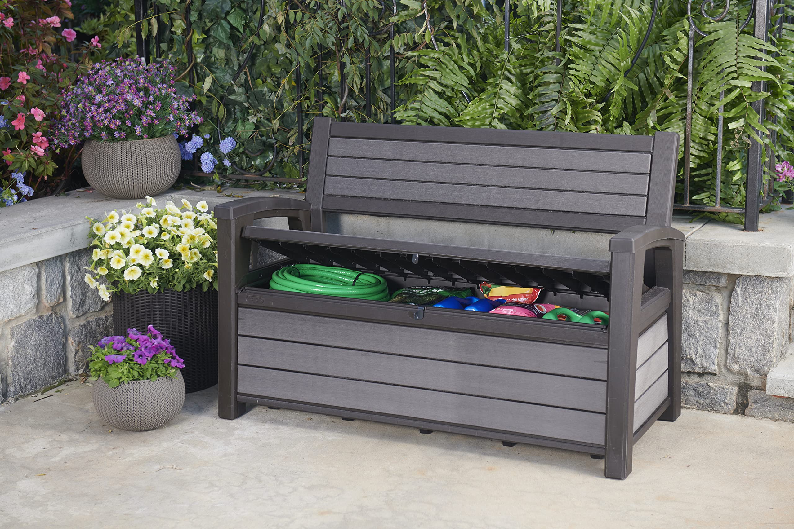 keter-hudson-bench-2in1-gartenbank-und-kissenbox-227-l-anthrazit image 8