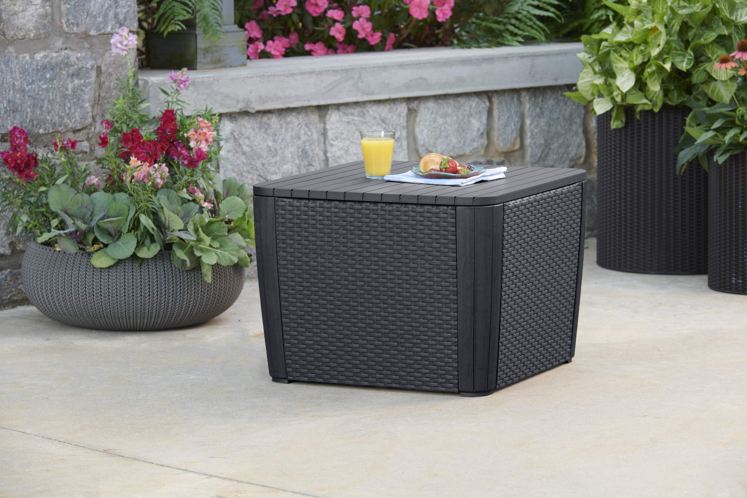 allibert-by-keter-gartentisch-luzon-plus-flat-wicker-graphit-57x57x43-cm-beistel image 6