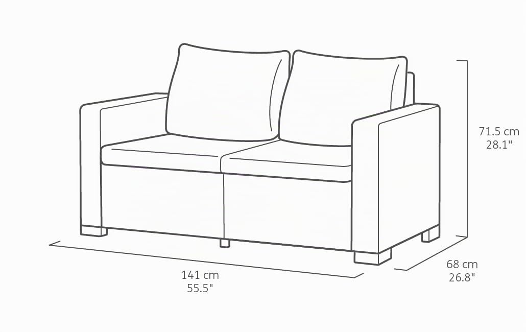 allibert-by-keter-california-2-sitzer-sofa-141x68x72-cm-cappuccino-sand image 3