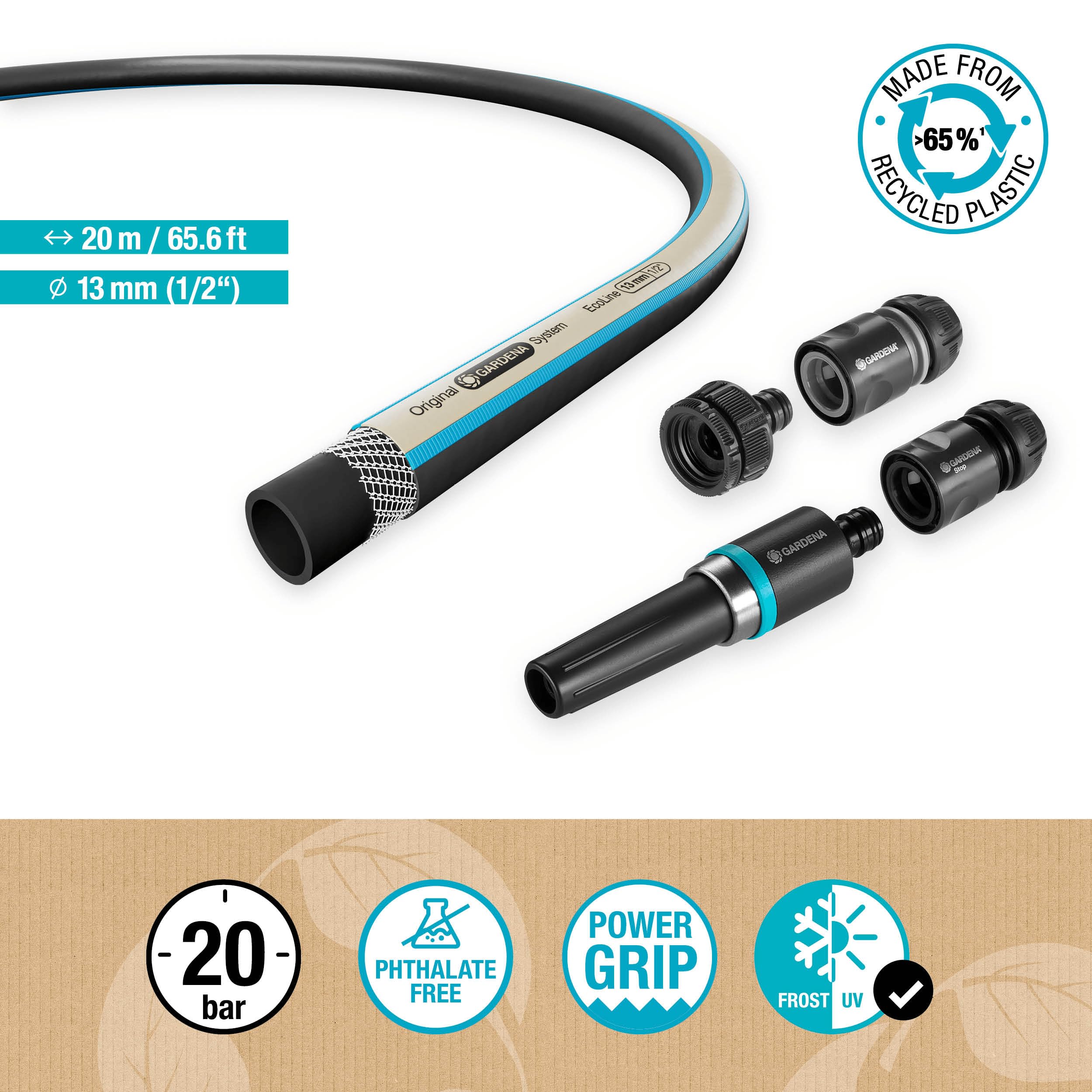 gardena-ecoline-gartenschlauch-1-2-zoll-20m-set-mit-systemteilen image 2