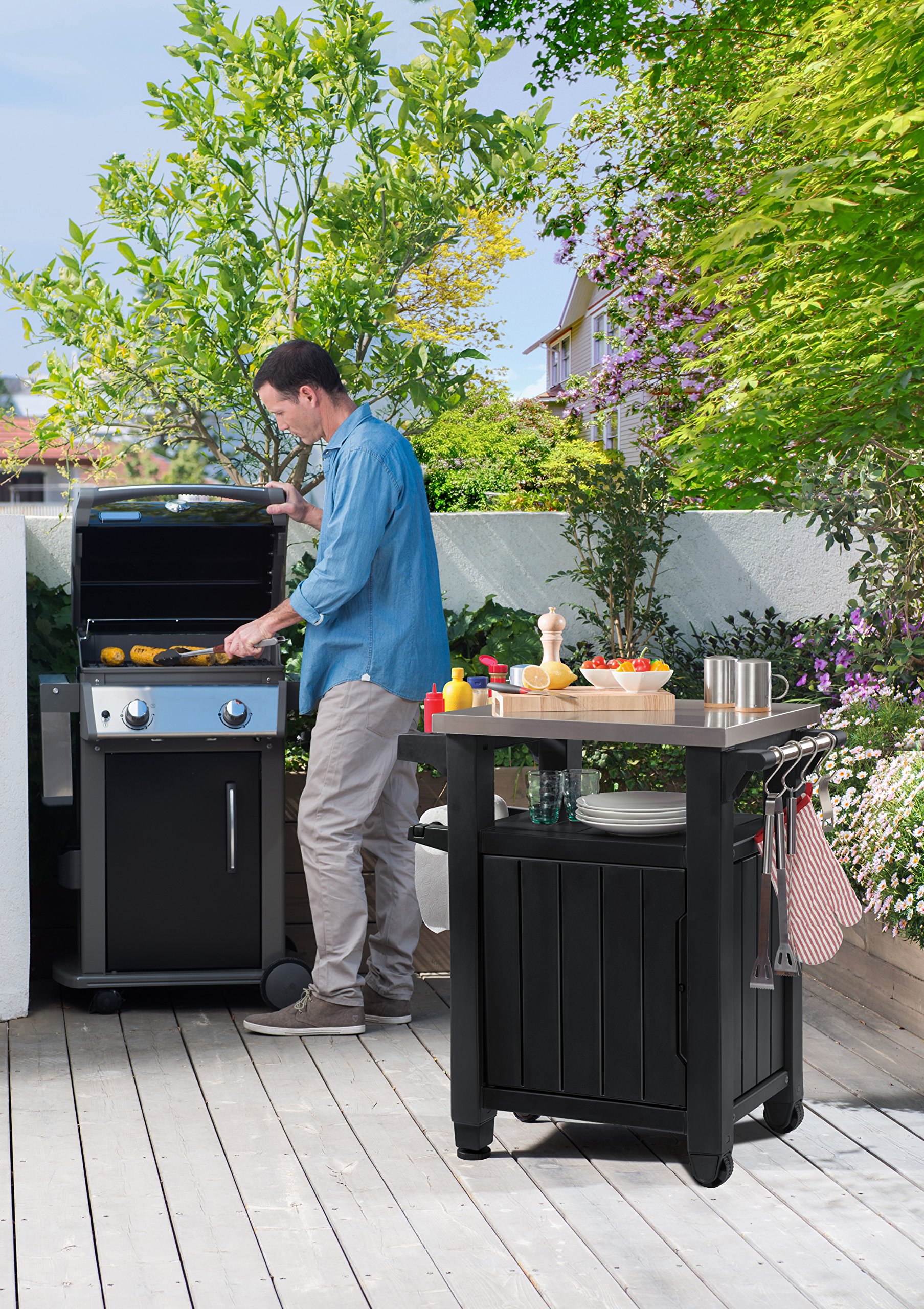 keter-unity-bbq-beistelltisch-graphit-70x54x90-cm-edelstahl image 2