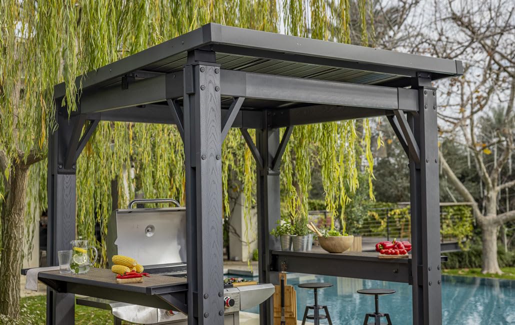 keter-signature-grill-pavillon-gazebo-wetterfest-holzoptik-dunkelgrau-walnuss-mi image 4
