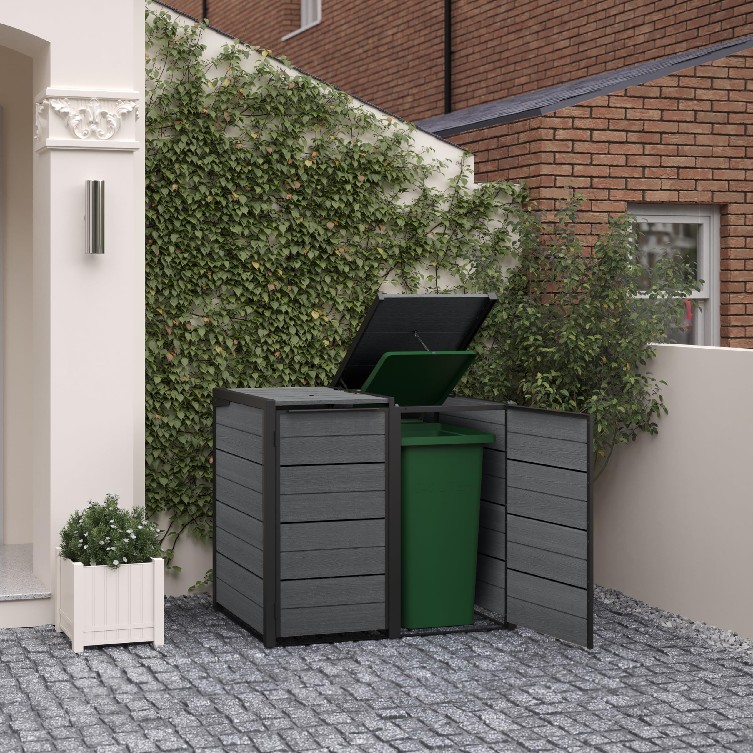 keter-hide-away-m-lltonnenbox-480-liter-anthrazit-holzoptik-mit-gasdruckfedern image 3