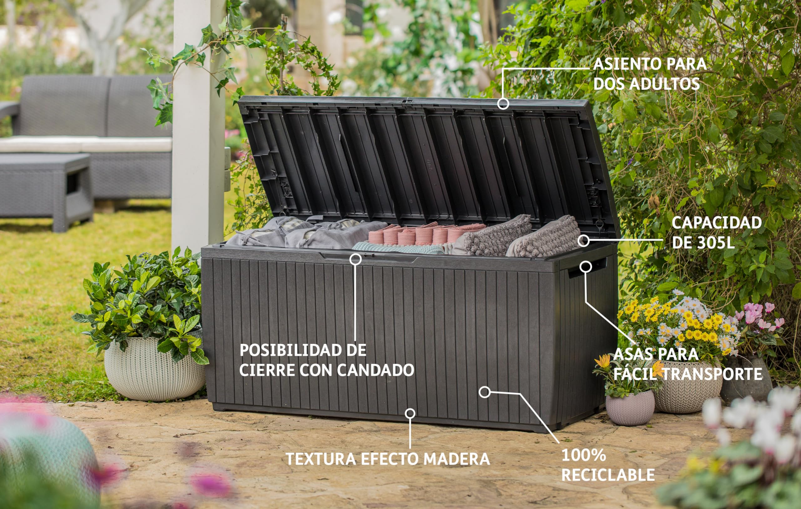 keter-springwood-auflagenbox-305-liter-sitzbox-braun image 2