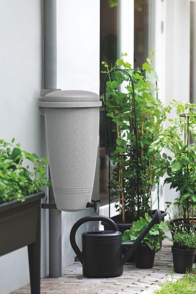 elho-green-basics-rain-catcher-35l-regentonne-living-beton-mit-fallrohr-anschlus image 2