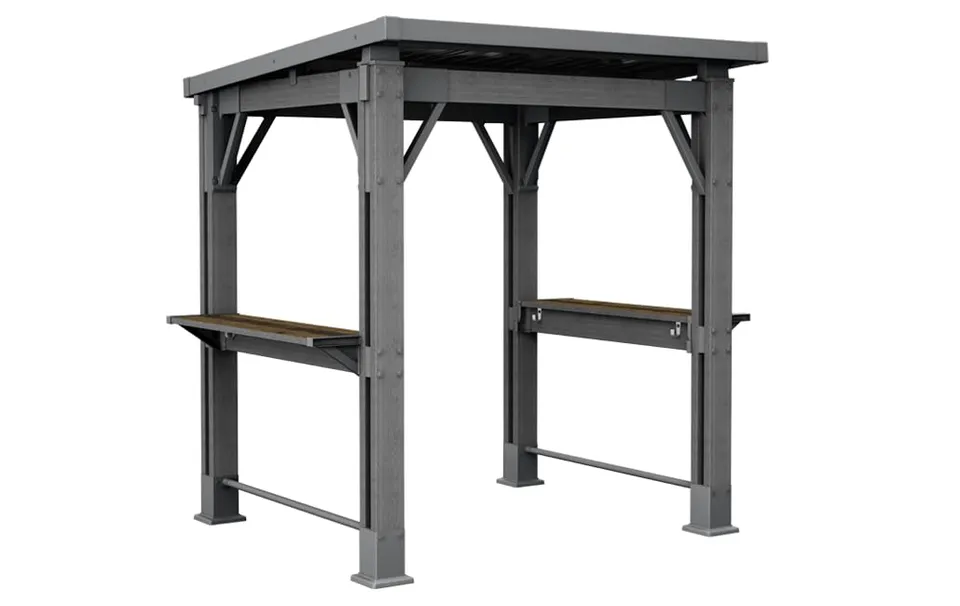 keter-signature-grill-pavillon-gazebo-wetterfest-holzoptik-dunkelgrau-walnuss-mi image 1