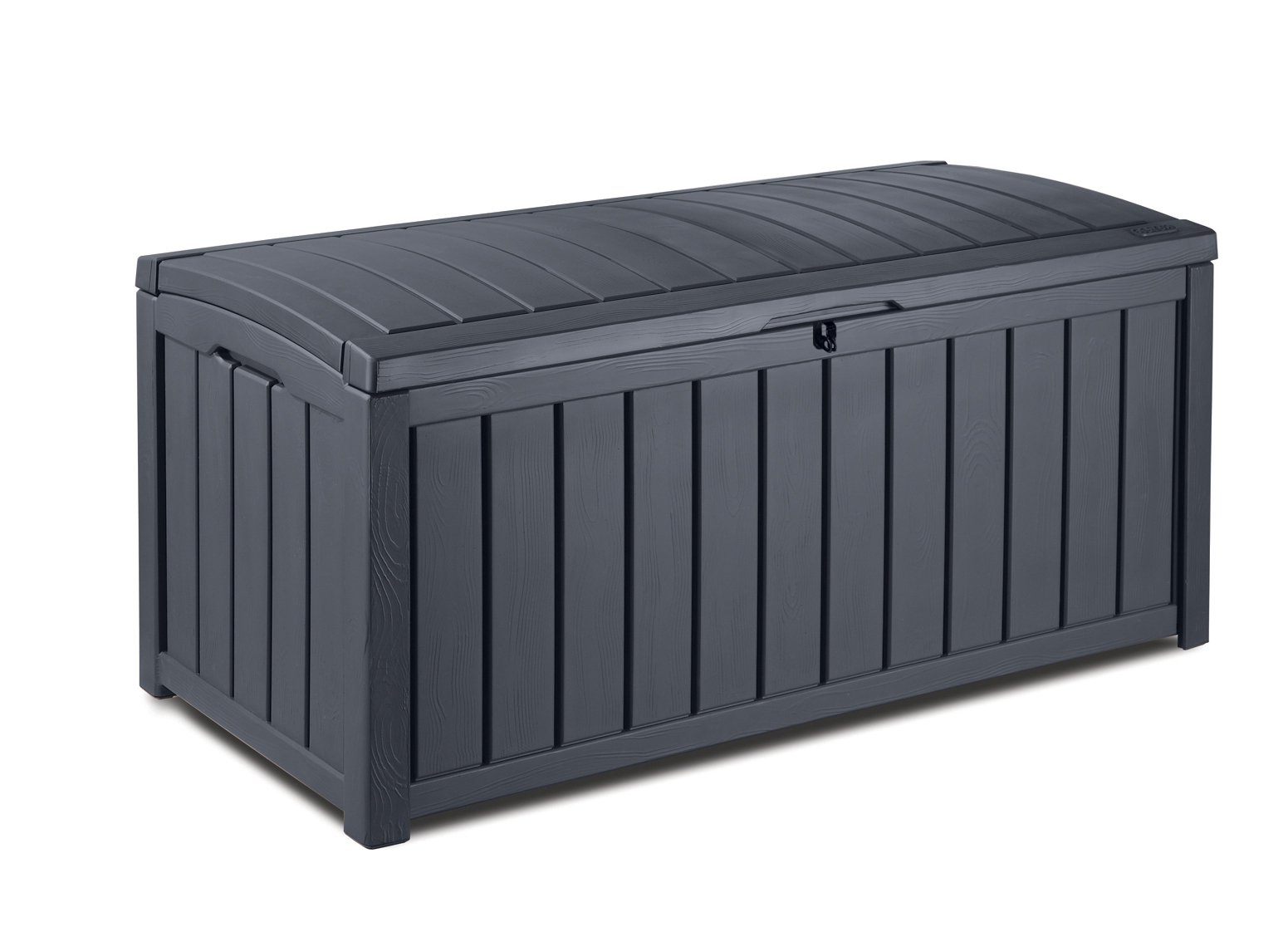 keter-glenwood-kissenbox-auflagenbox-390-l-graphit-holzoptik-mit-sitzbank image 1