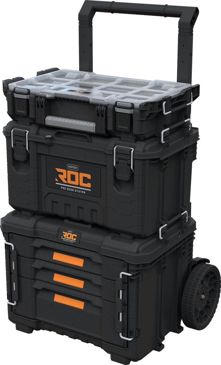 keter-pro-gear-xl-werkzeugwagen-3-koffer-ip65-64x47x79-105-cm-schwarz image 1