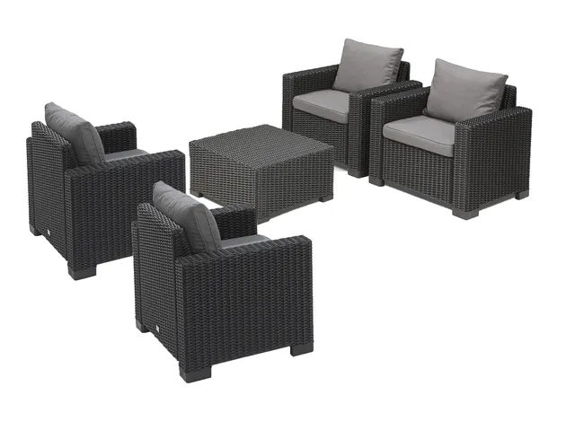 keter-allibert-california-gartenlounge-set-4-sessel-beistelltisch-graphit-runde- image 1