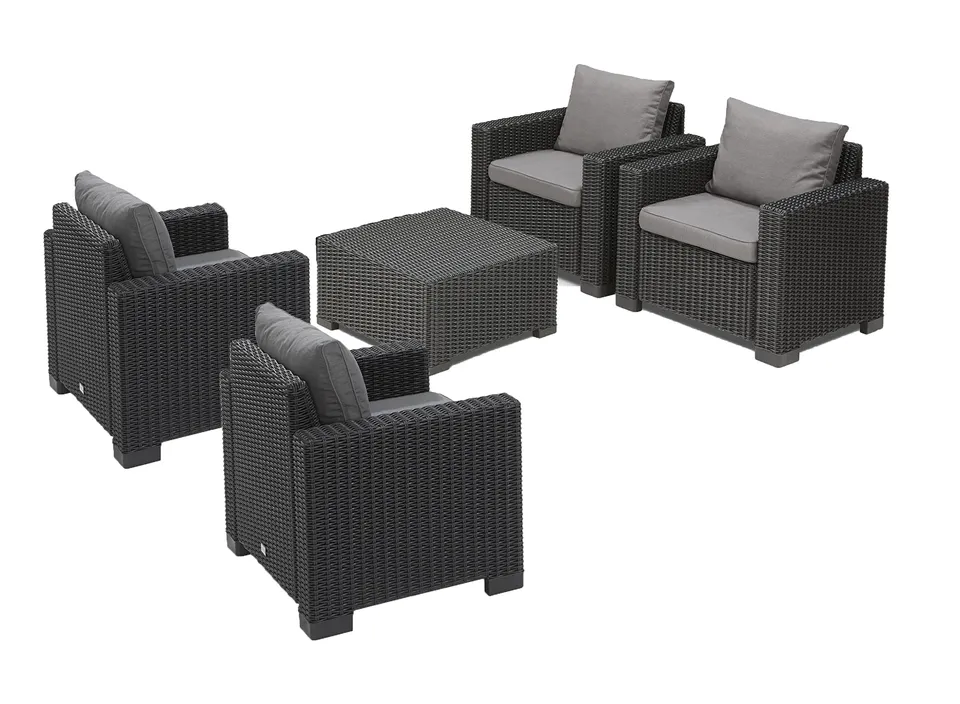 keter-allibert-california-gartenlounge-set-4-sessel-beistelltisch-graphit-runde- image 1