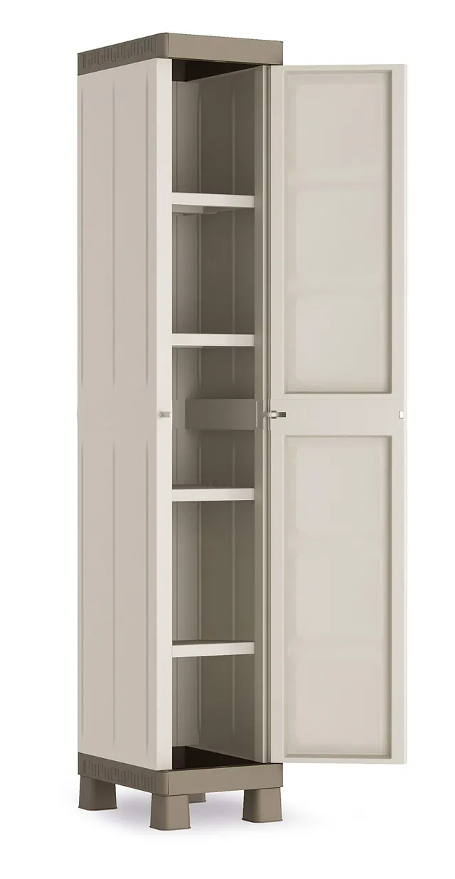 keter-excellence-kunststoffschrank-schmal-1-t-rig-33-x-45-x-182-cm-beige-taupe image 1