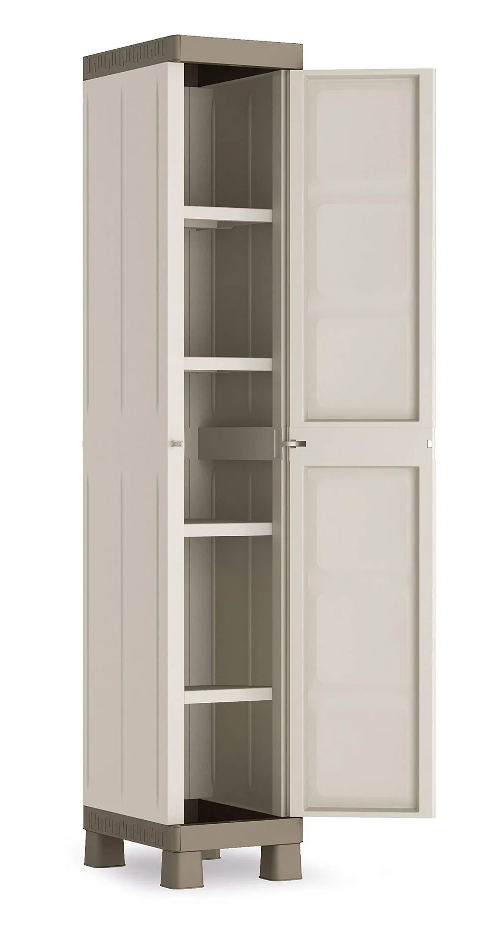 keter-excellence-kunststoffschrank-schmal-1-t-rig-33-x-45-x-182-cm-beige-taupe image 1