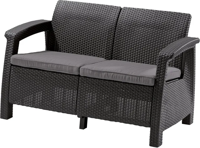 allibert-by-keter-corfu-gartensofa-lounge-set-2-sitzer-sofa-grau-128-x-70-x-79-c image 1
