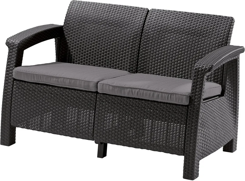allibert-by-keter-corfu-gartensofa-lounge-set-2-sitzer-sofa-grau-128-x-70-x-79-c image 1