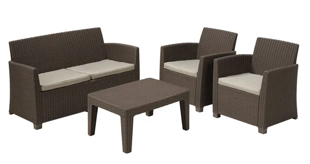 allibert-corona-lounge-set-mit-kissenbox-tisch-4-teilig-rattanoptik-graphit image 1