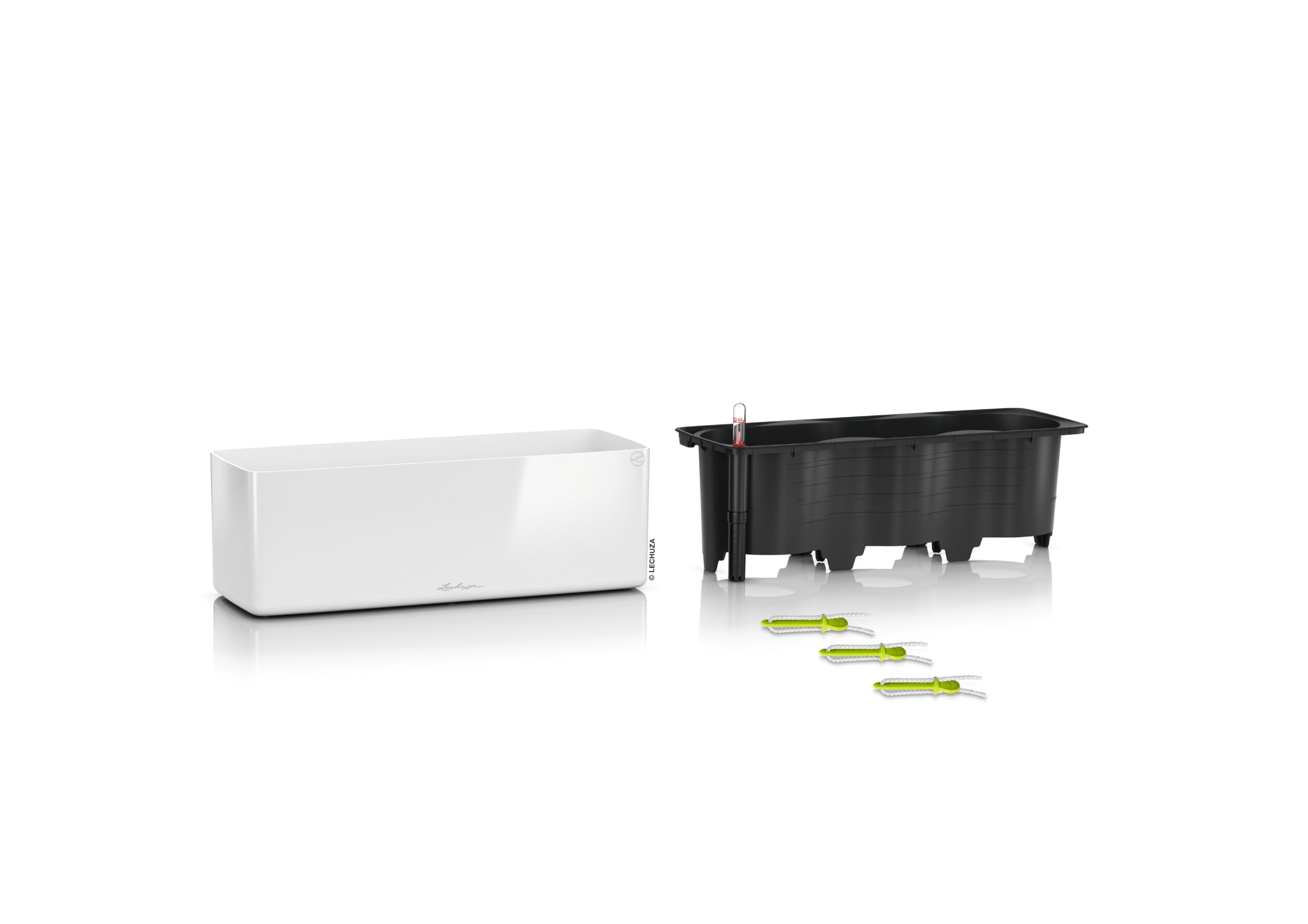 lechuza-cube-premium-triple-pflanzgef-mit-stick-bew-sserung-wei-hochglanz image 2