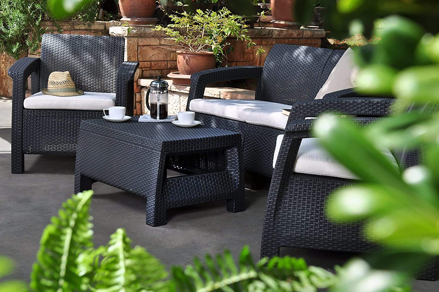 allibert-by-keter-corfu-gartensofa-lounge-set-2-sitzer-sofa-grau-128-x-70-x-79-c image 6