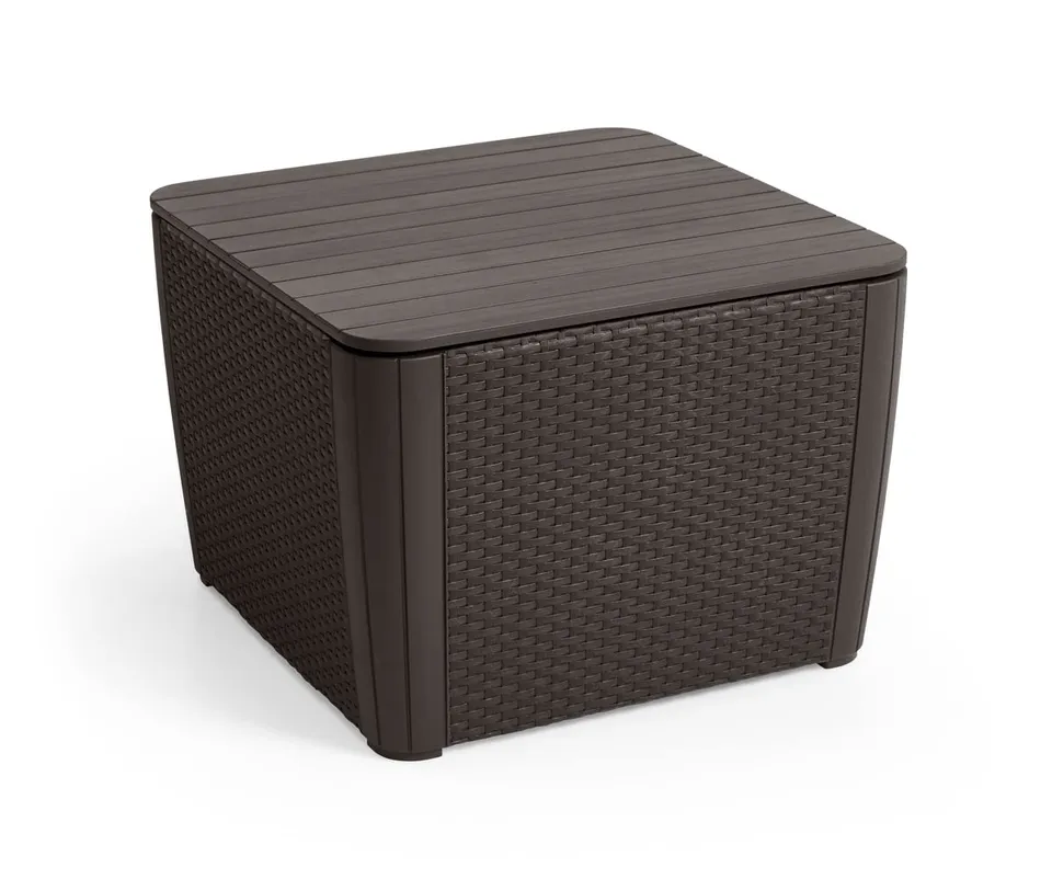 allibert-by-keter-gartentisch-luzon-plus-flat-wicker-graphit-57x57x43-cm-beistel image 1