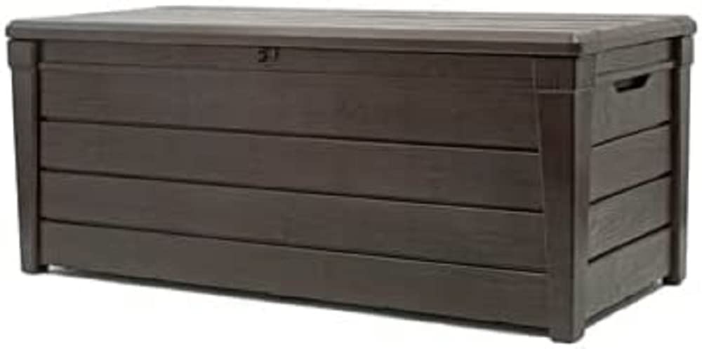 keter-brightwood-kissenbox-auflagenbox-454-liter-taupe-holzoptik-sitzbank image 1