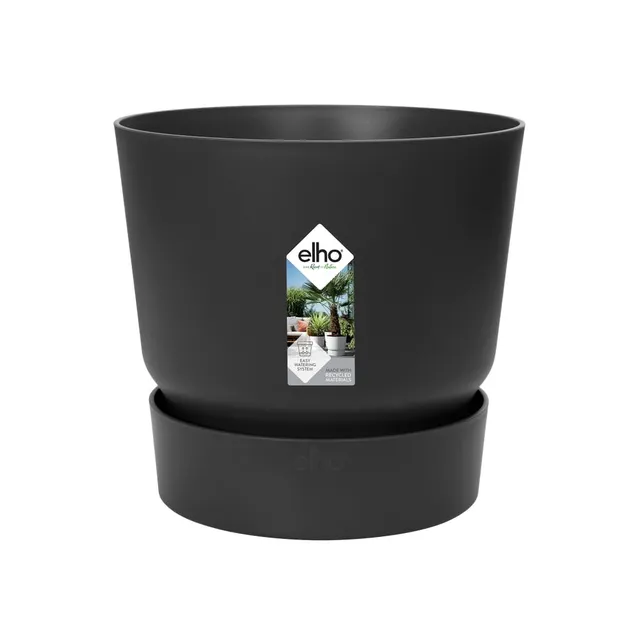 elho-greenville-rund-25-cm-living-schwarz-mit-untersetzer image 1
