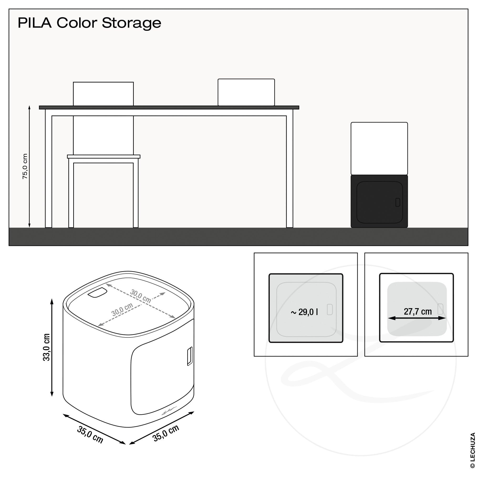 lechuza-pila-color-storage-vorratsbeh-lter-petrolblau-35x35x33-cm image 3