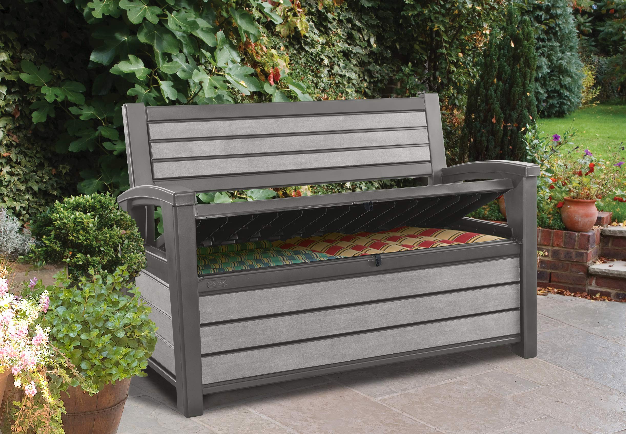 keter-hudson-bench-2in1-gartenbank-und-kissenbox-227-l-anthrazit image 2