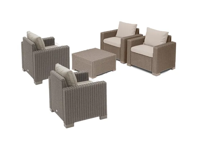 keter-allibert-california-gartenlounge-set-4-sessel-beistelltisch-cappuccino-run image 1