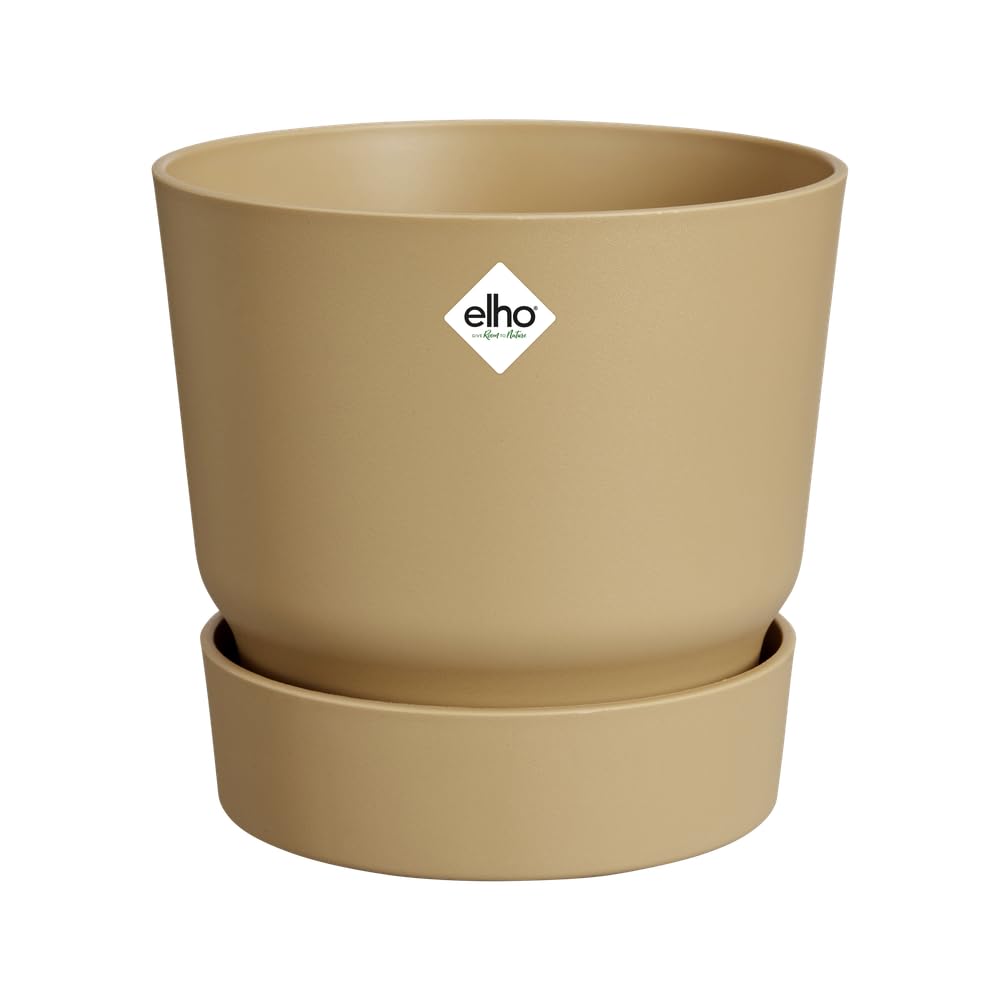 elho-greenville-rund-25-cm-goldener-sand-mit-untersetzer image 1