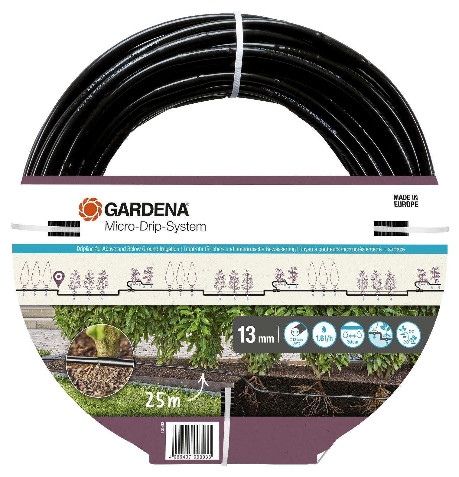 gardena-micro-drip-system-tropfrohr-1-6-l-h-25-m-ober-und-unterirdisch image 1