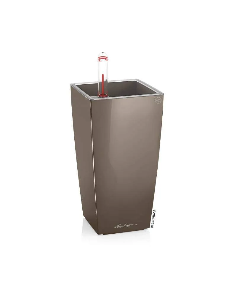 lechuza-mini-cubi-tischgef-9-x-9-x-18-cm-taupe-hochglanz-mit-erd-bew-sserung image 1