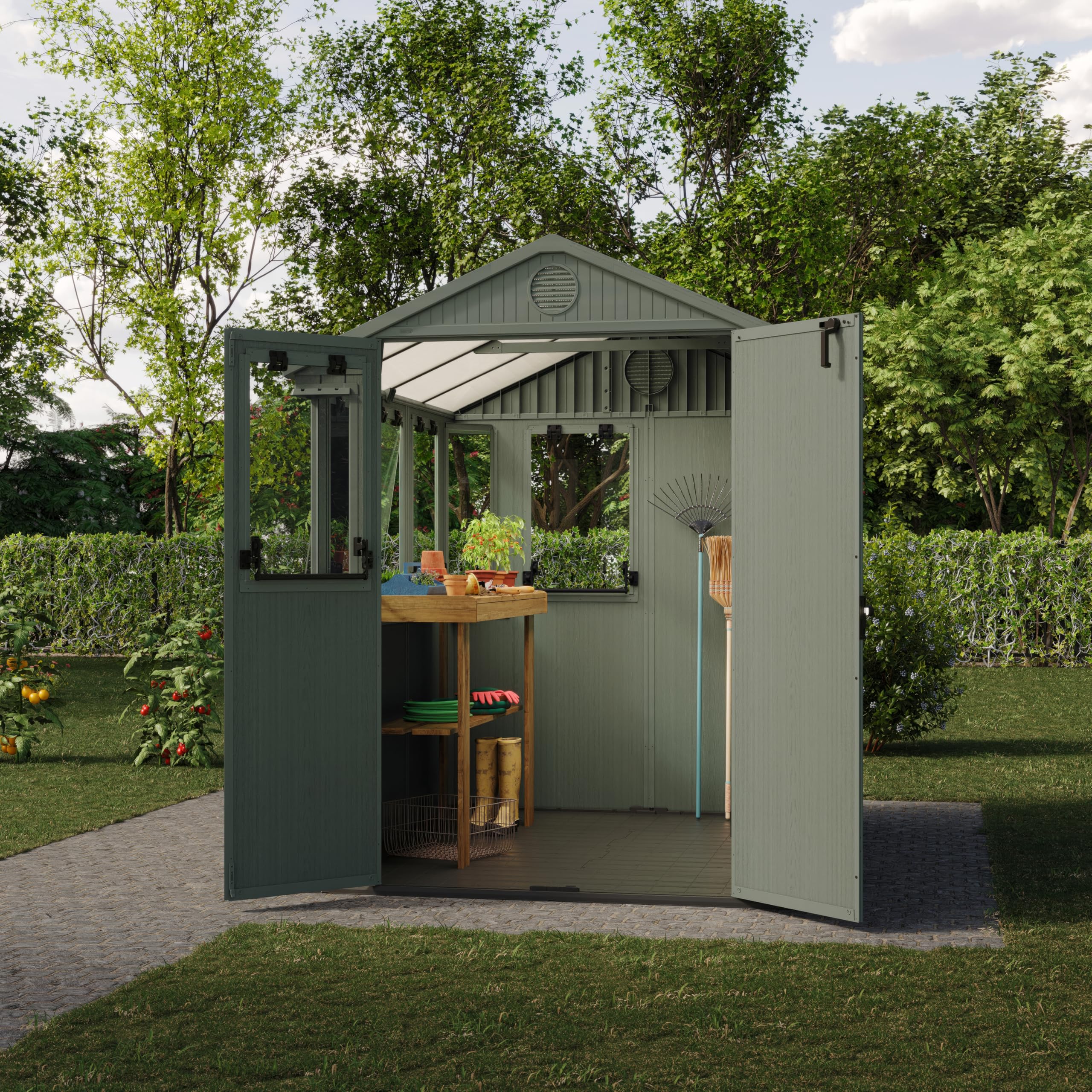 keter-darwin-gew-chshaus-244x190x221-cm-gr-n-kunststoff-treibhaus-mit-satteldach image 3