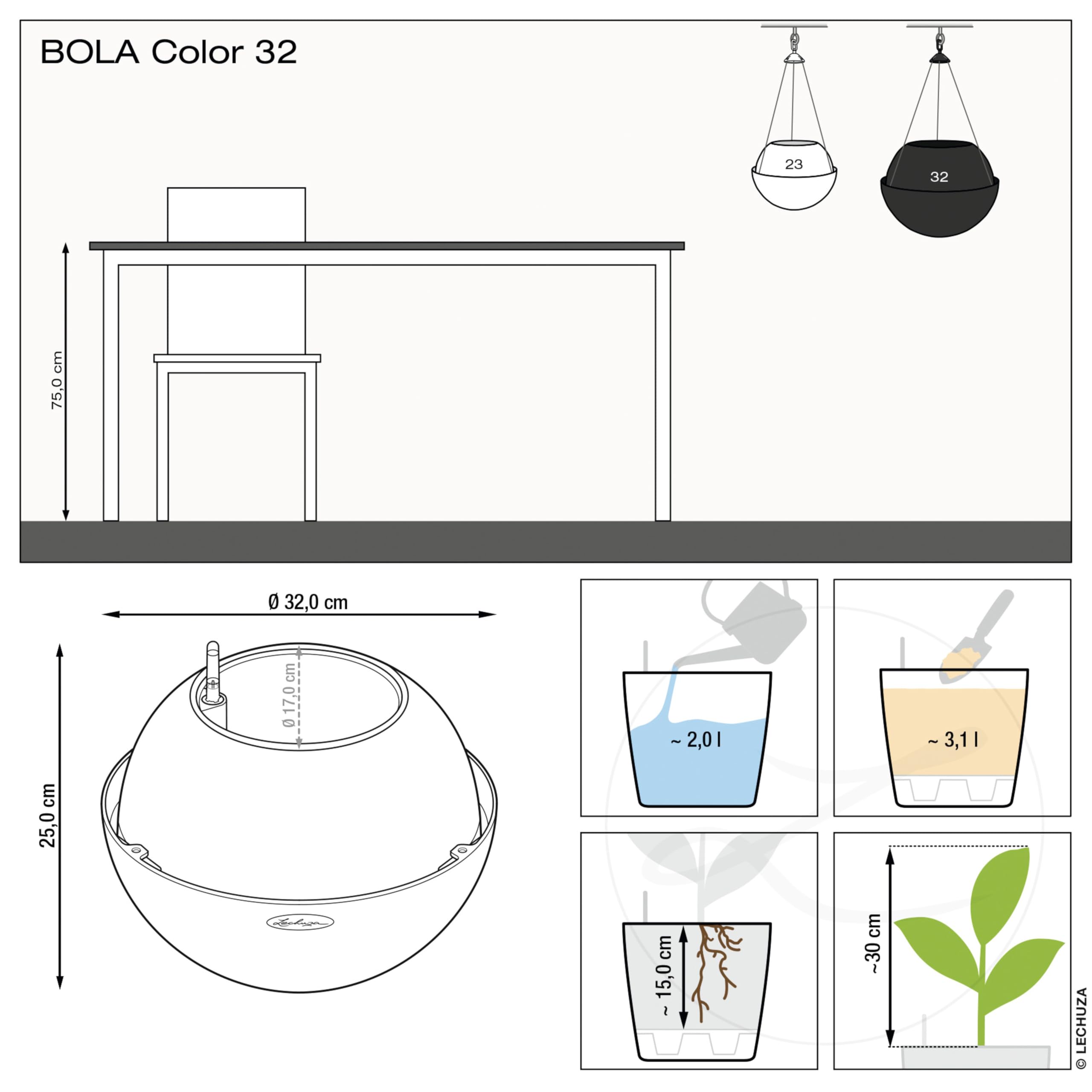 lechuza-bola-color-32-pflanzenampel-mit-bew-sserungssystem-wei image 4