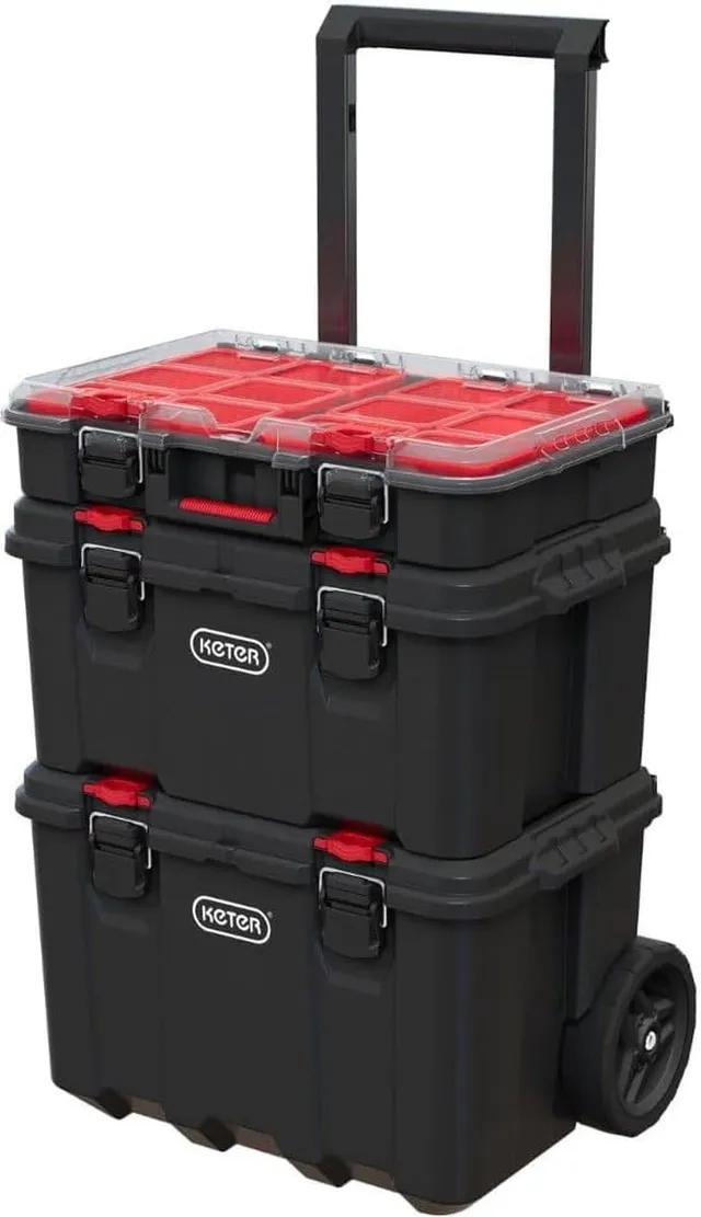 keter-stack-roll-system-werkzeugbox-mobil-schwarz-rot image 1