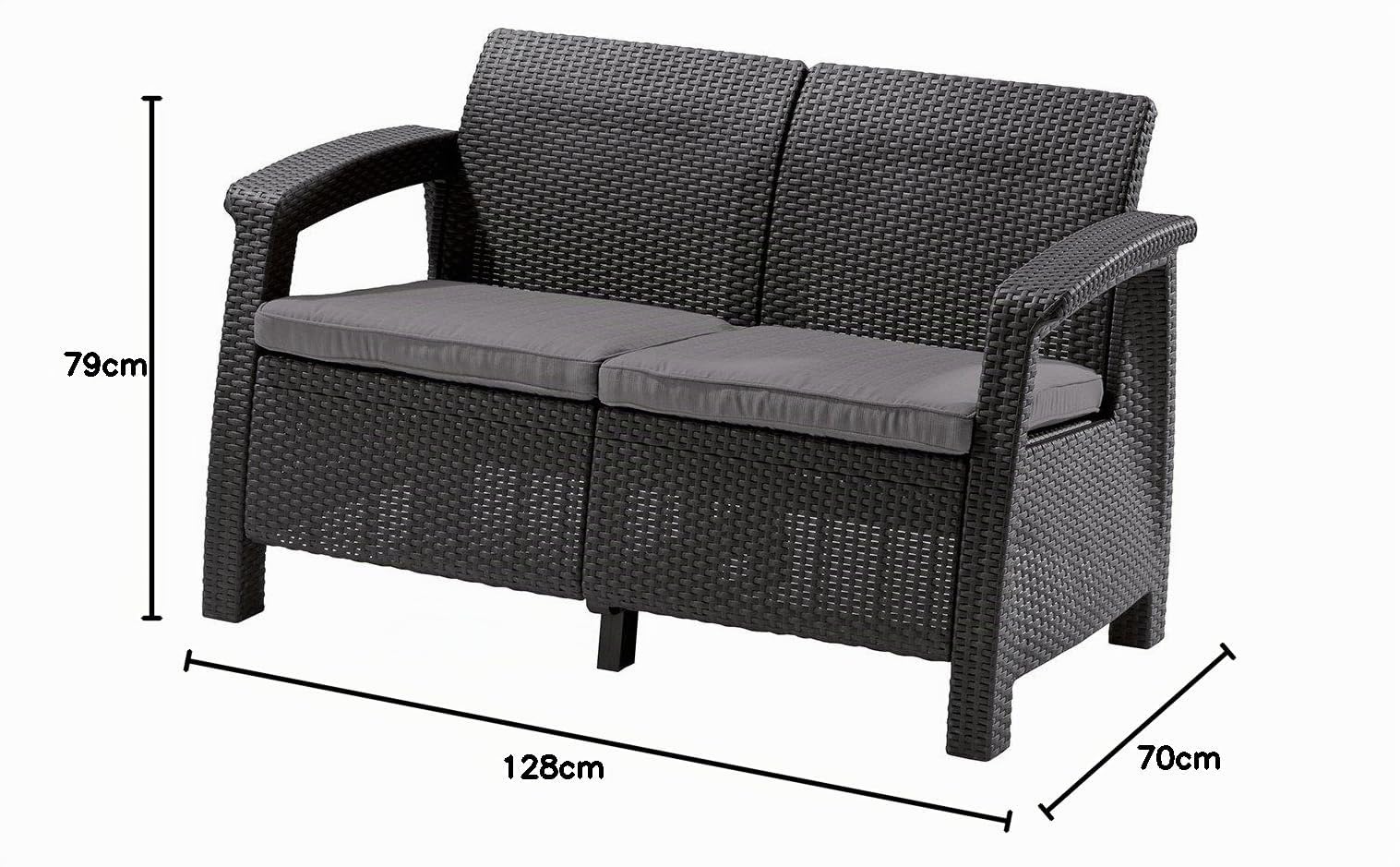allibert-by-keter-corfu-gartensofa-lounge-set-2-sitzer-sofa-grau-128-x-70-x-79-c image 3