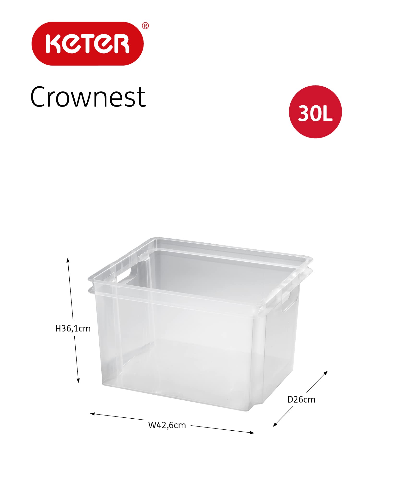 keter-crownest-box-30-l-transparent-aufbewahrungsbox-42-6x36-1x26-cm image 2