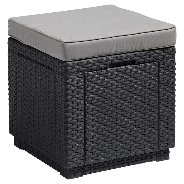 allibert-cube-garten-hocker-grau-mit-kissen-60-l-stauraum image 1
