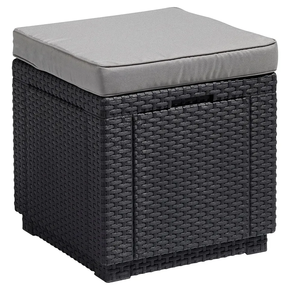 allibert-cube-garten-hocker-grau-mit-kissen-60-l-stauraum image 1