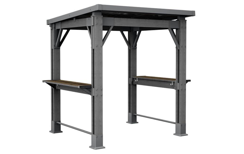 keter-signature-grill-pavillon-gazebo-wetterfest-holzoptik-dunkelgrau-walnuss-mi image 1